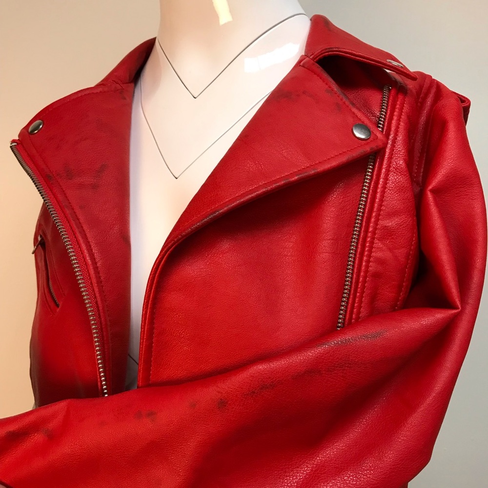 Zara Basic Red Leather Jacket - image 5